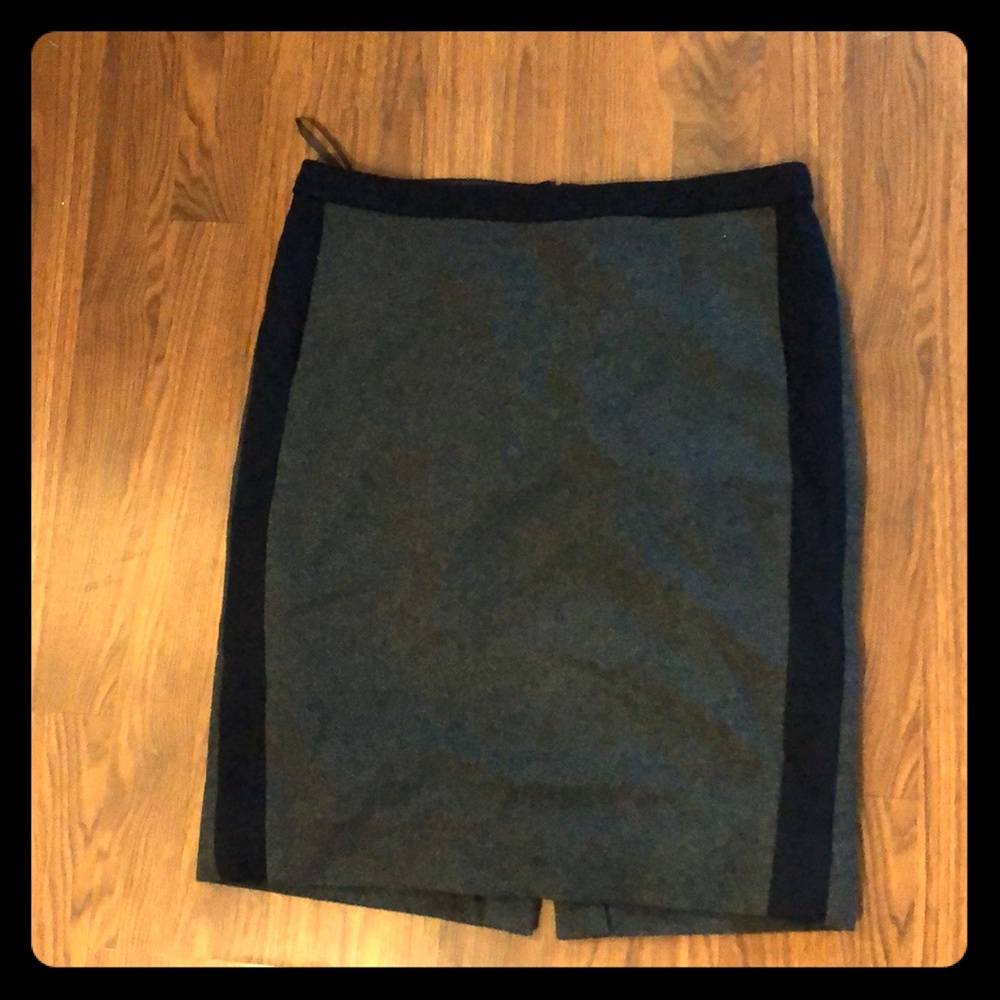 J. Crew gray and navy wool pencil skirt, size 2